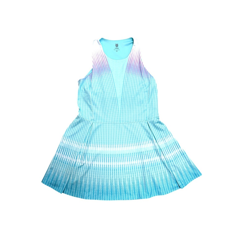 K-Swiss Stamina Women Teal Purple Ombre Striped Racerback Tennis Dress Medium - Picture 3 of 7